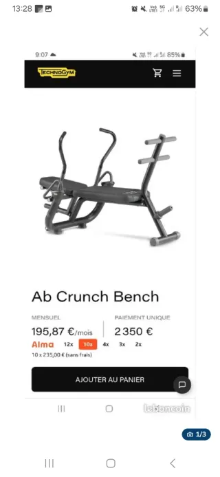Banco abdominales Crunch Technogym Musculacion