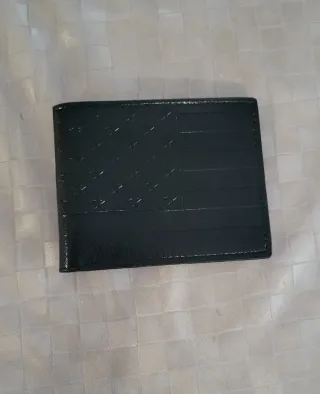 Portafoglio uomo Slim pelle nera bandiera USA