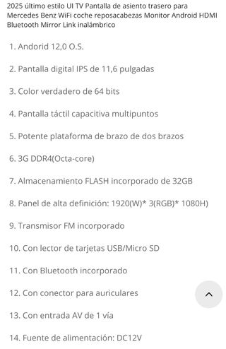 Monitor para asientos traseros Mercedes GLC