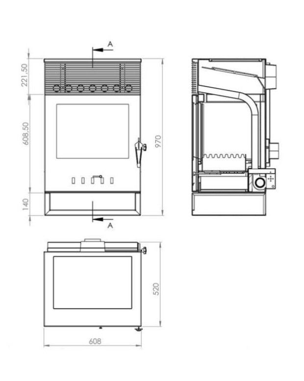 Estufa dde leña Ventilada  ESL197004GRA