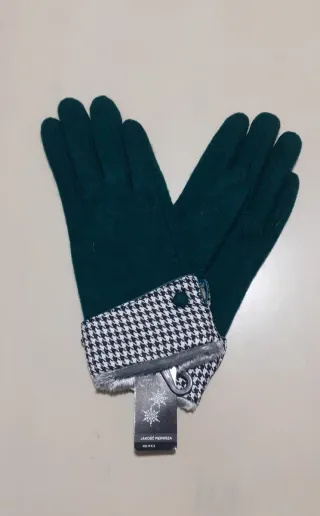 Elegantes guantes de lana verde oscuro