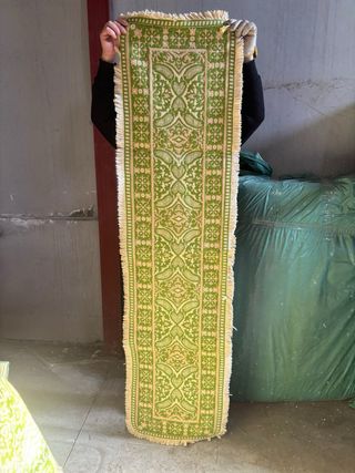 Lote de alfombras verde y beige reversible