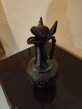 Jarra y jarrón cerámica vidriada antigua dragón