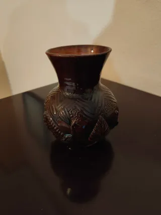 Jarra y jarrón cerámica vidriada antigua dragón