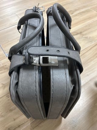 Maleta Vintage Piel Viajes Gris