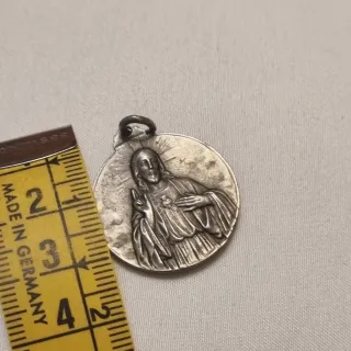 Medalla Sagrado Corazón Virgen Niño Antigua