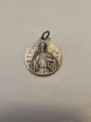 Medalla Sagrado Corazón Virgen Niño Antigua