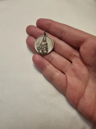 Medalla Sagrado Corazón Virgen Niño Antigua