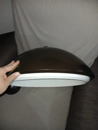 Lampada a sospensione marrone e bianca anni 60