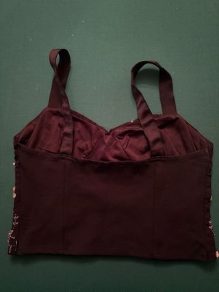 Top fiesta Zara lentejuelas negro/dorado