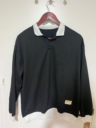 Polo manga larga negro y blanco