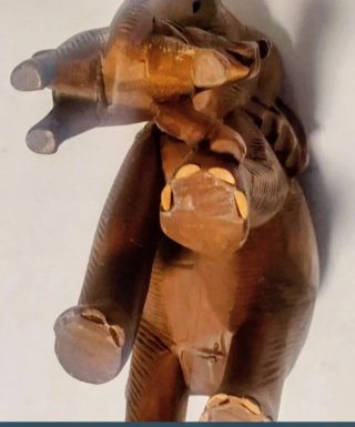 Escultura de teca: Elefante con cría
