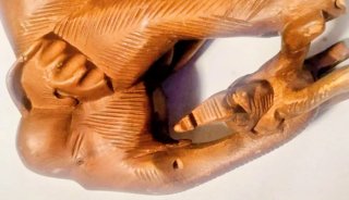 Escultura de teca: Elefante con cría