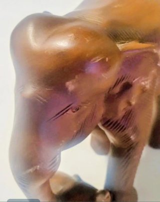 Escultura de teca: Elefante con cría