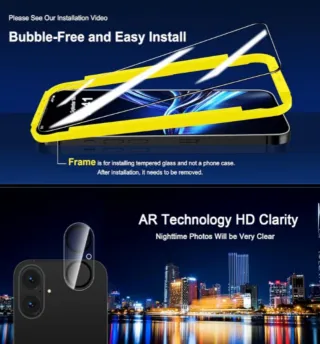 Protettivi schermo QHOHQ per iPhone 16 (3+3)