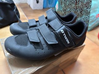 Scarpe ciclismo Btwin nere velcro