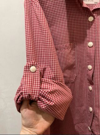 Camicia vintage a quadretti rossi e bianchi