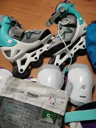 Patines Oxelo Talla 35-38 + Protecciones y bolsa.