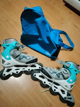 Patines Oxelo Talla 35-38 + Protecciones y bolsa.