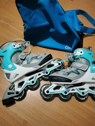 Patines Oxelo Talla 35-38 + Protecciones y bolsa.