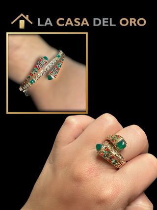 Conjunto indio anillo y pulsera oro 18 kt