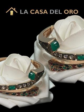 Conjunto indio anillo y pulsera oro 18 kt