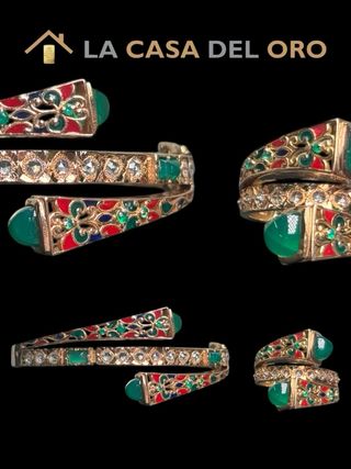 Conjunto indio anillo y pulsera oro 18 kt