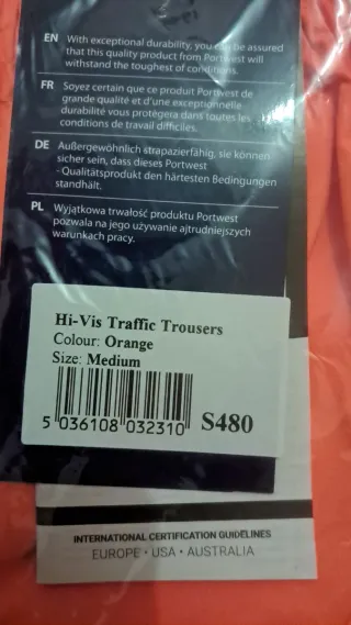 Pantalón laboral PORTWEST naranja