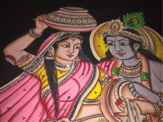 Quadro Arazzi Principi Indiani su Tessuto