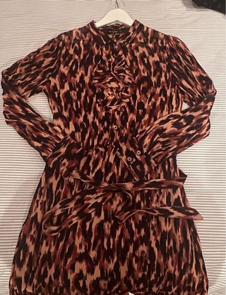 Vestido midi estampado leopardo Massimo Dutti