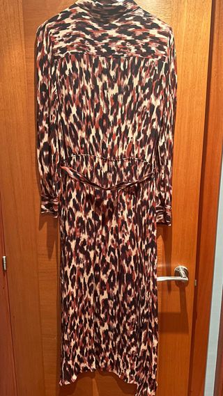 Vestido midi estampado leopardo Massimo Dutti