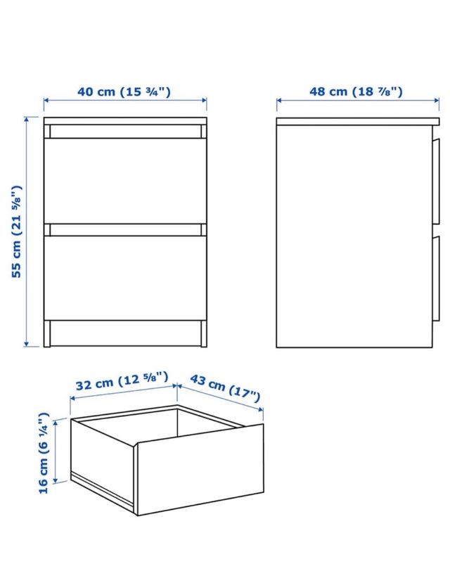 3 Comodini MALM bianco