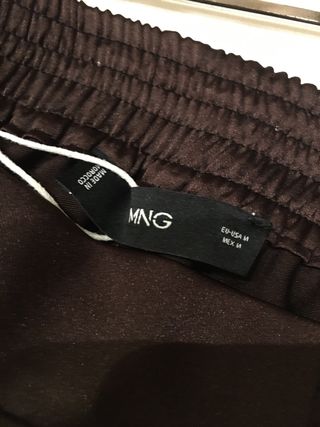 Pantalón Mango Marrón y Blanco Talla M