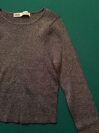 Jersey Zara Fiesta Gris Plateado Talla M