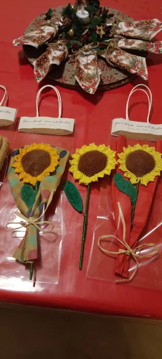 Girasol de ganchillo hecho a mano