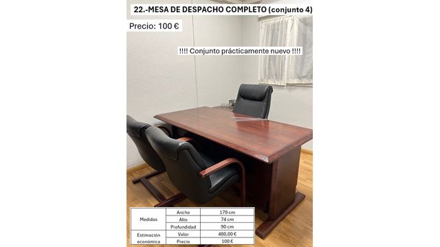 Mesa de despacho completa con 2 sillones