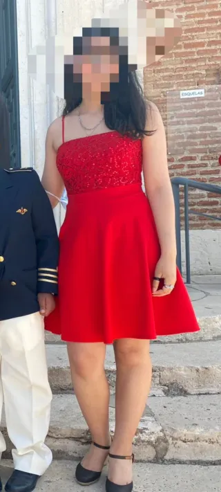 Vestido rojo lentejuelas fiesta