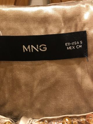 Top Mango lentejuelas dorado talla S