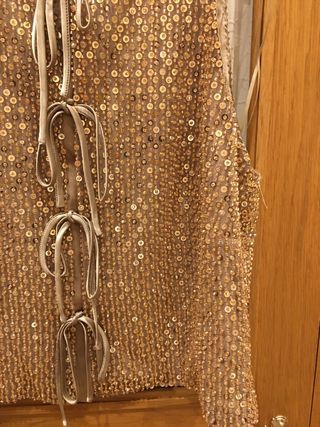 Top Mango lentejuelas dorado talla S