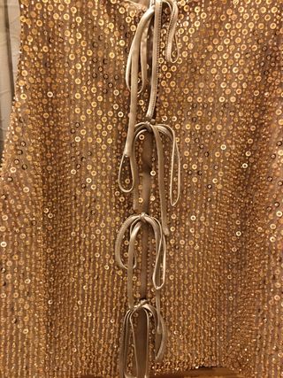 Top Mango lentejuelas dorado talla S