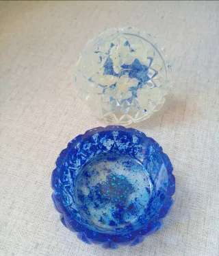 Joyero Resina Gota Agua Azul/Blanco