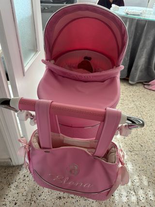 Carro de muñecas polipiel rosa