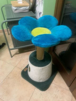 Tiragraffi Gatto Fiore Blu Come Nuovo
