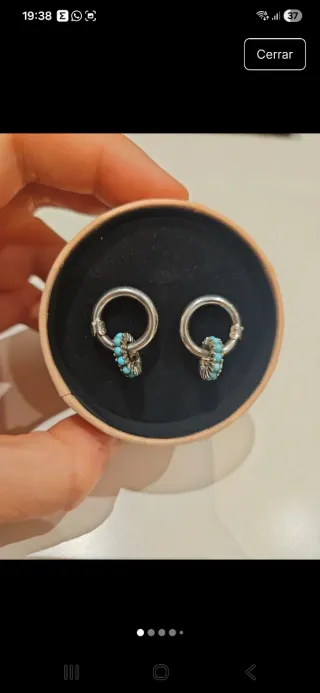 Pendientes Tous Aro Plata Turquesa