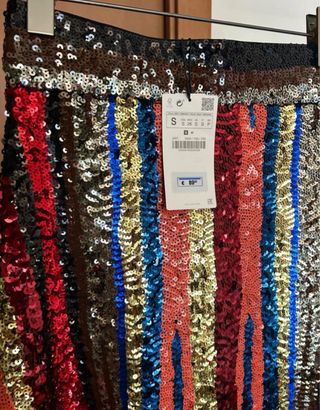 Falda Zara Lentejuelas Multicolor