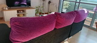 Sofá Chaiselongue Negro y Morado