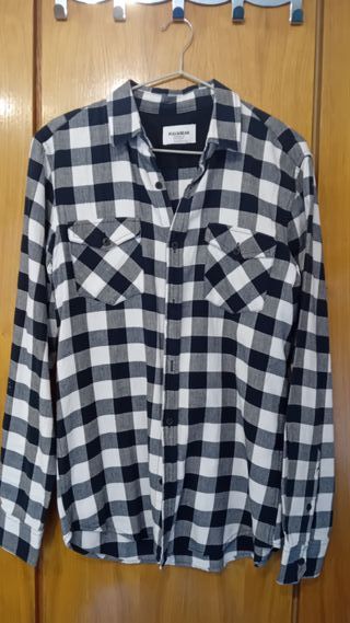 Camisa de cuadros Pull&Bear blanca y negra