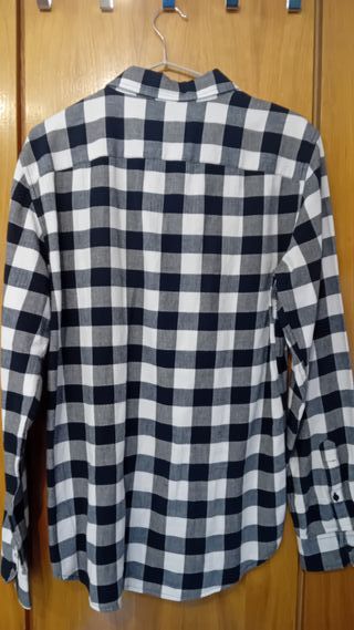 Camisa de cuadros Pull&Bear blanca y negra