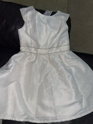 Vestido Niña Fiesta Talla 8 Beig con hilos dorados