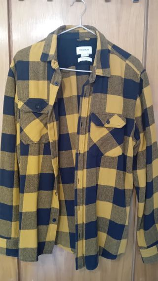 Camisa franela cuadros Pull&Bear amarilla y negra